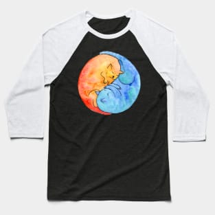 cat friends yin yang watercolor Baseball T-Shirt